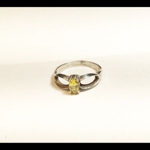 Sterling Silver & Yellow Cubic Zirconia Ring, 7.